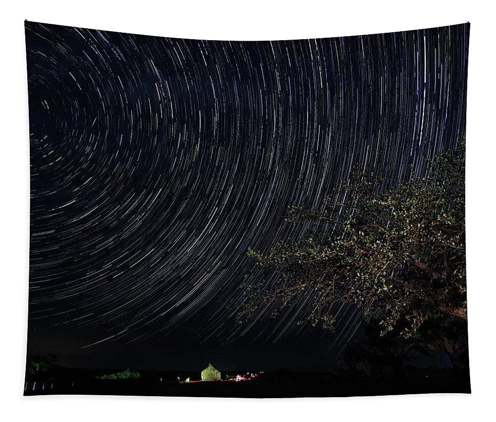 Astrophotography Tapestry featuring the digital art Star Trails June 2022 by Brad Barton