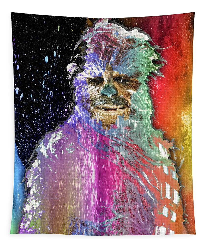 Yoda Tapestry featuring the painting Star Wars Pop Chewbacca by Tony Rubino