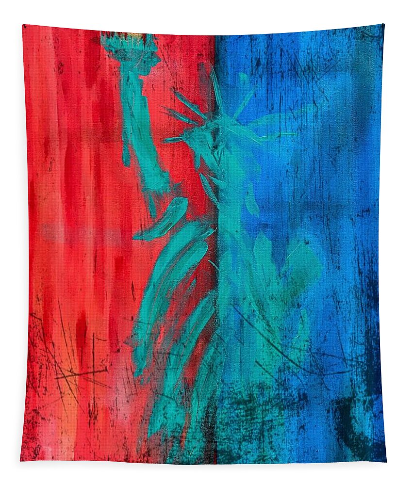 Statue Of Liberty Tapestry featuring the painting Lady Liberty I by Jason Nicholas