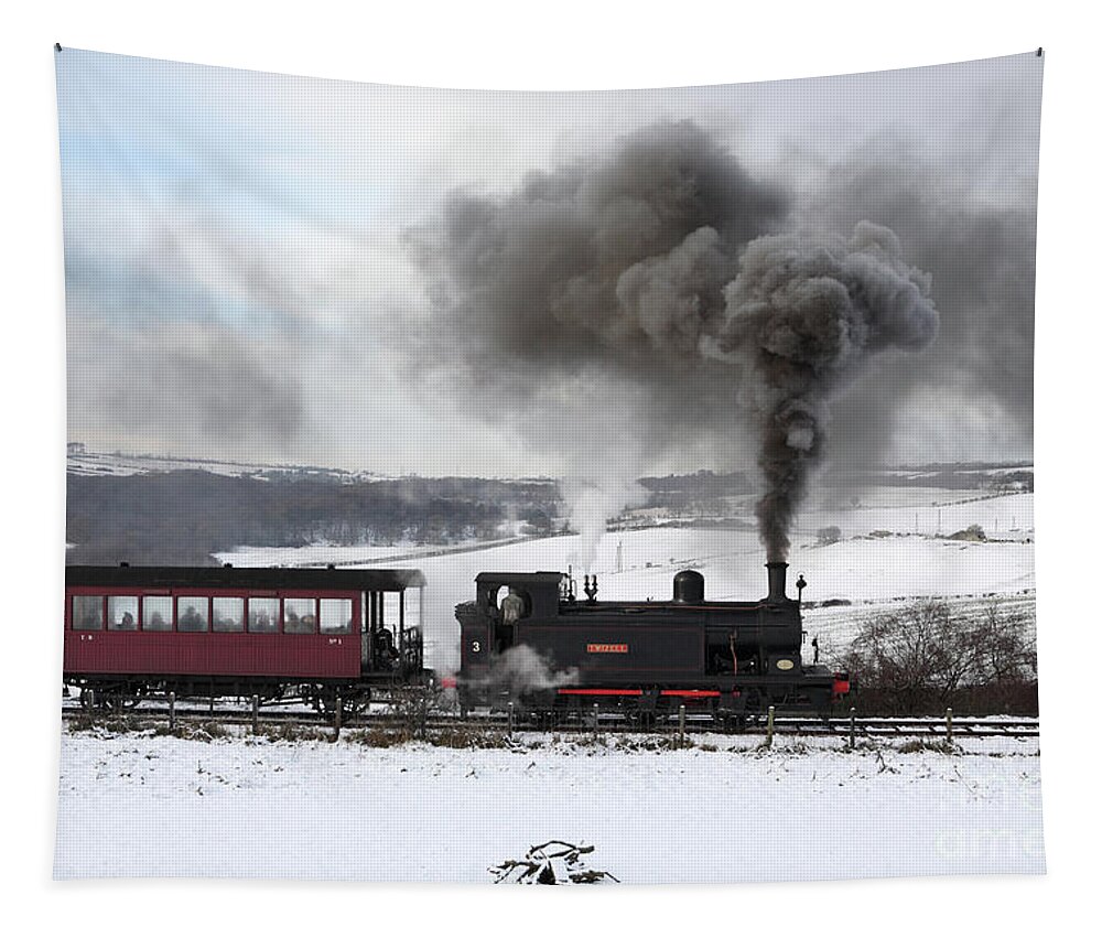 Tanfield Railway Tapestry featuring the photograph Steam Loco Tanfield Railway by Bryan Attewell