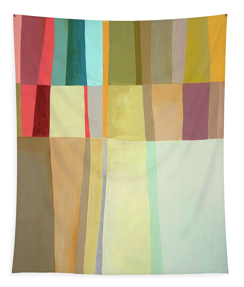 Abstract Art Tapestry featuring the painting Stitched Together #3 by Jane Davies