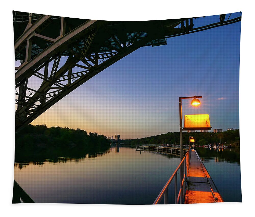 Arsta Bridge Tapestry featuring the photograph Stockholm waterway by Alexander Farnsworth