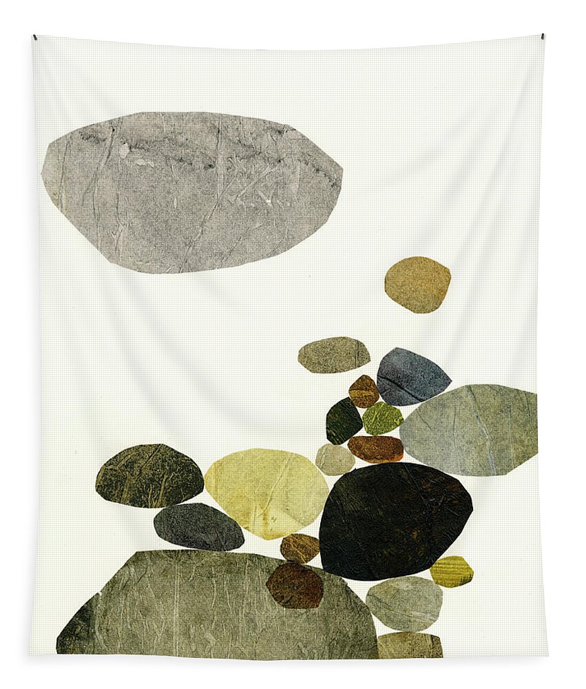 Abstract Art Tapestry featuring the mixed media Stone Stack #8 by Jane Davies