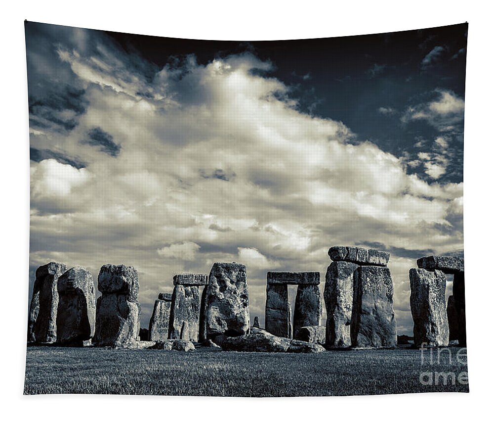 Stonehenge Tapestry featuring the photograph Stonehenge dark by Delphimages Photo Creations