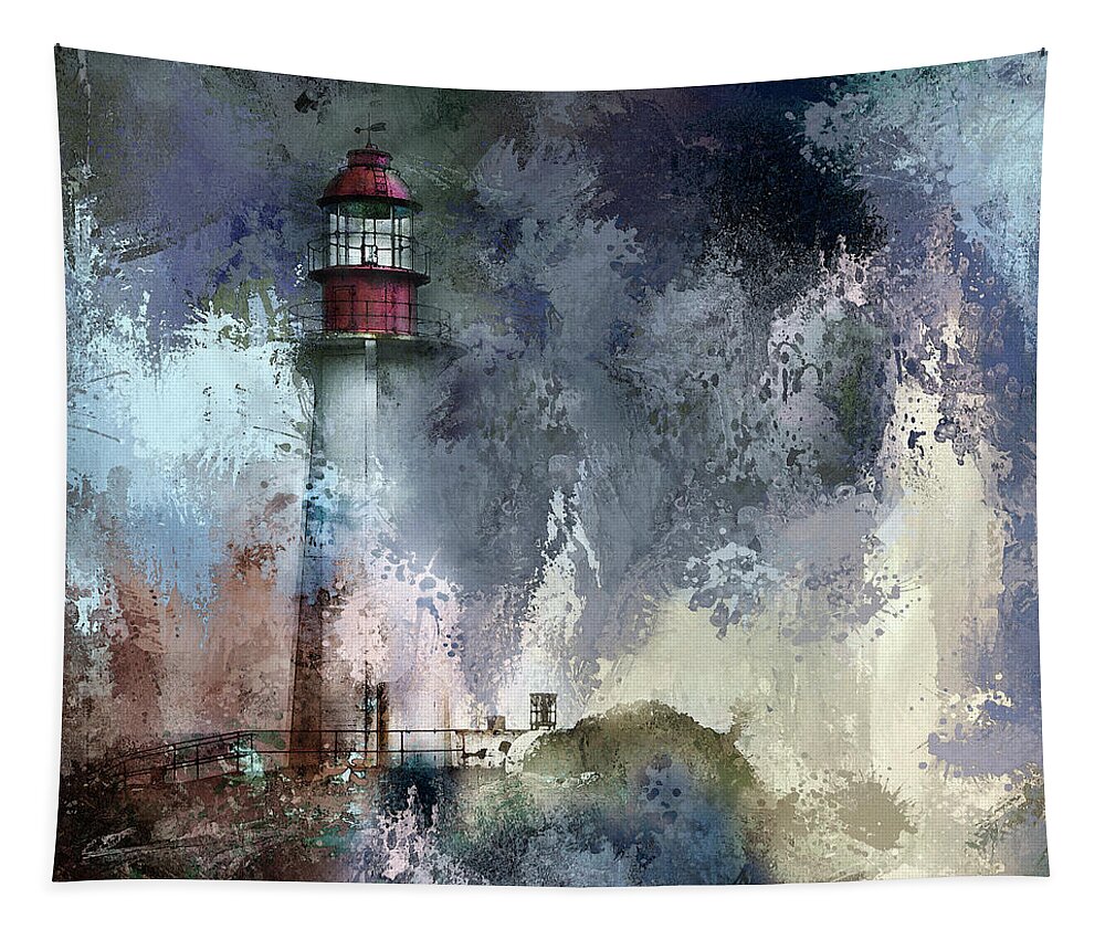 Lighthouse Tapestry featuring the photograph Storm At Point Atkinson Lighthouse by Theresa Tahara