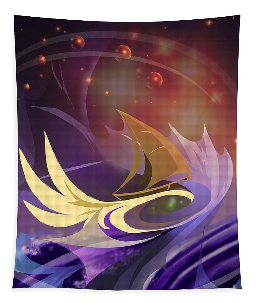 Ship Tapestry featuring the digital art Storm Breaking by Alice Chen