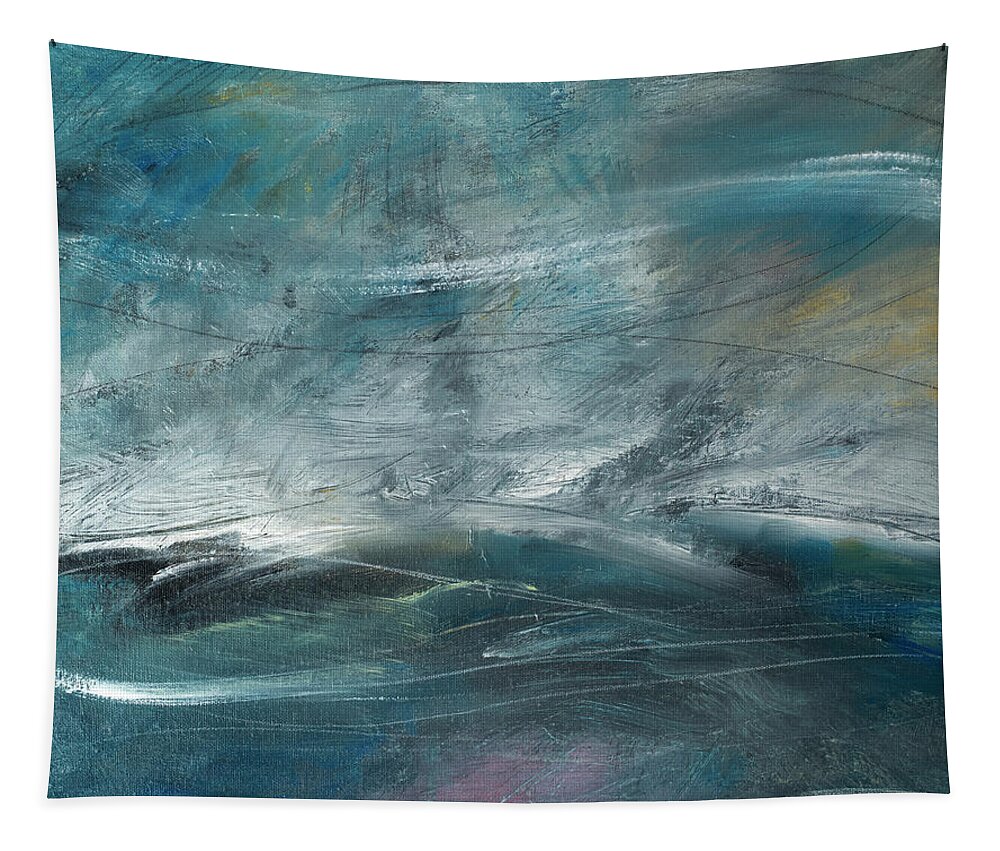 Storm Tapestry featuring the painting Storm On The Bay by Tim Nyberg