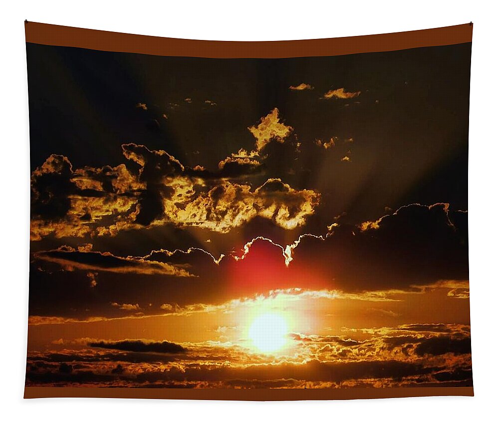Sunset Tapestry featuring the photograph Storms a'brewin by Judy Stepanian