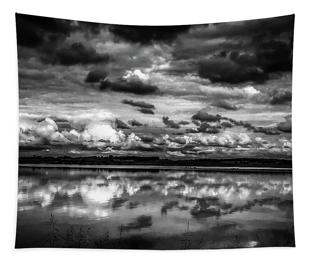 Stormy Tapestry featuring the photograph Stormy Clouds in BW by Pam Rendall