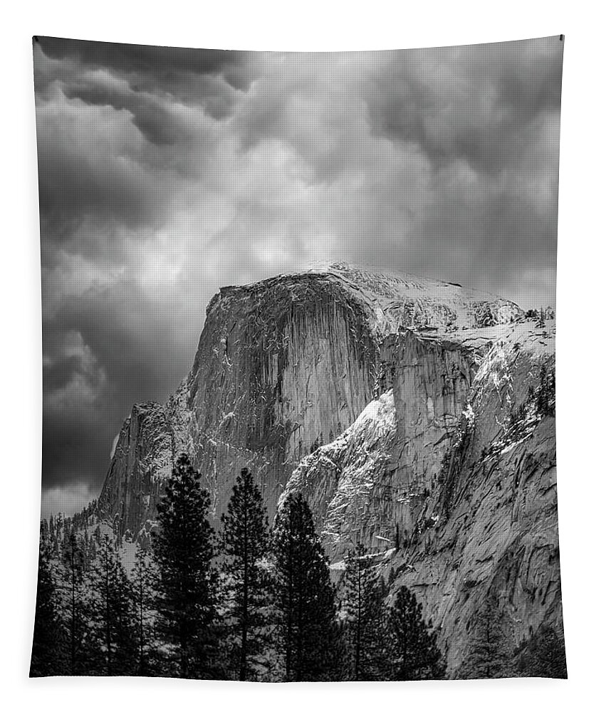 Landscape Tapestry featuring the photograph Stormy Half Dome by Romeo Victor