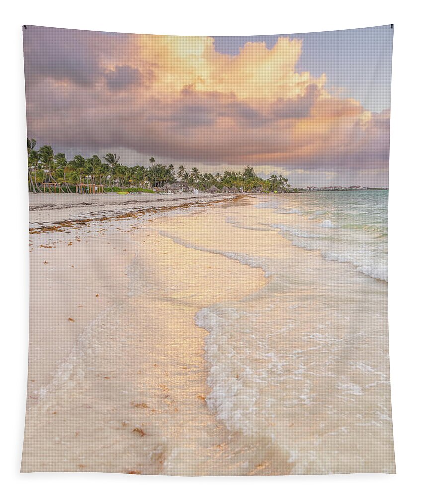 Dominican Republic Tapestry featuring the photograph Stormy Playa Sunrise by Darren White