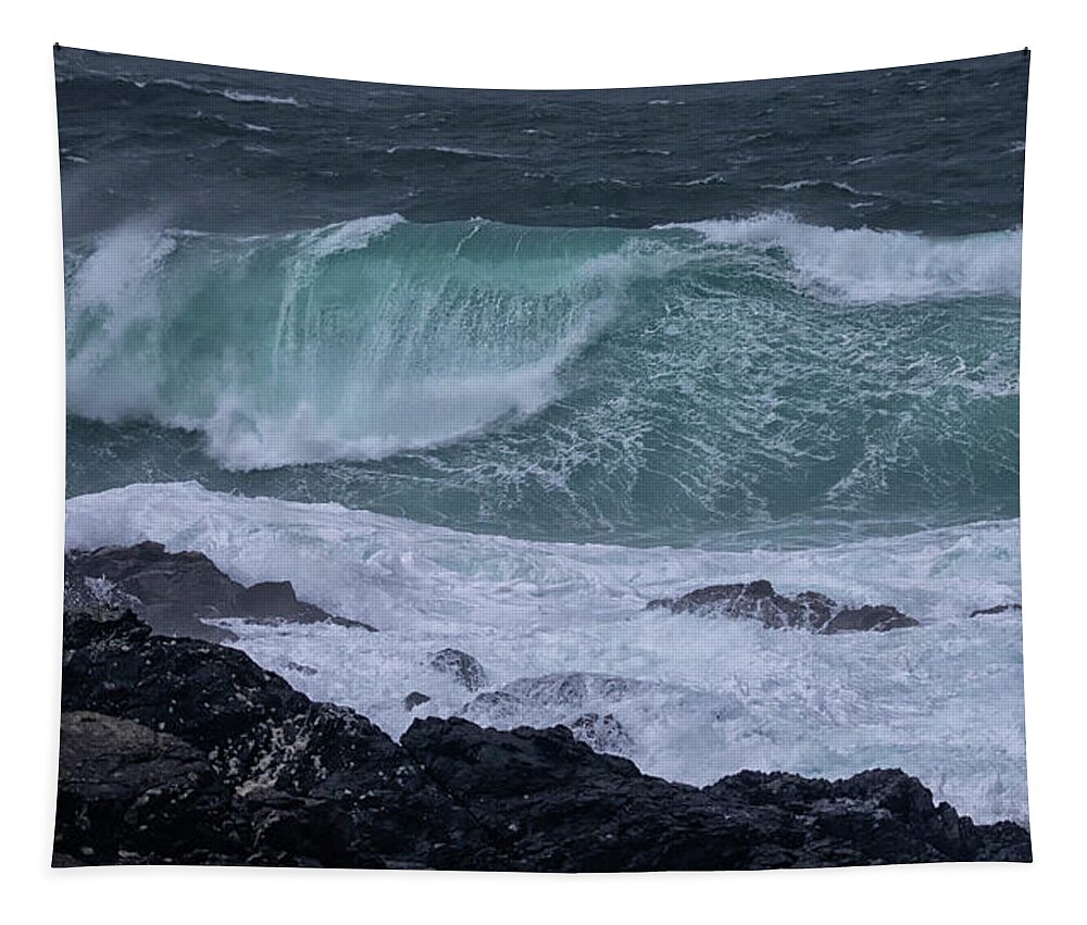 Wave Tapestry featuring the photograph Stormy Seas by Randy Hall