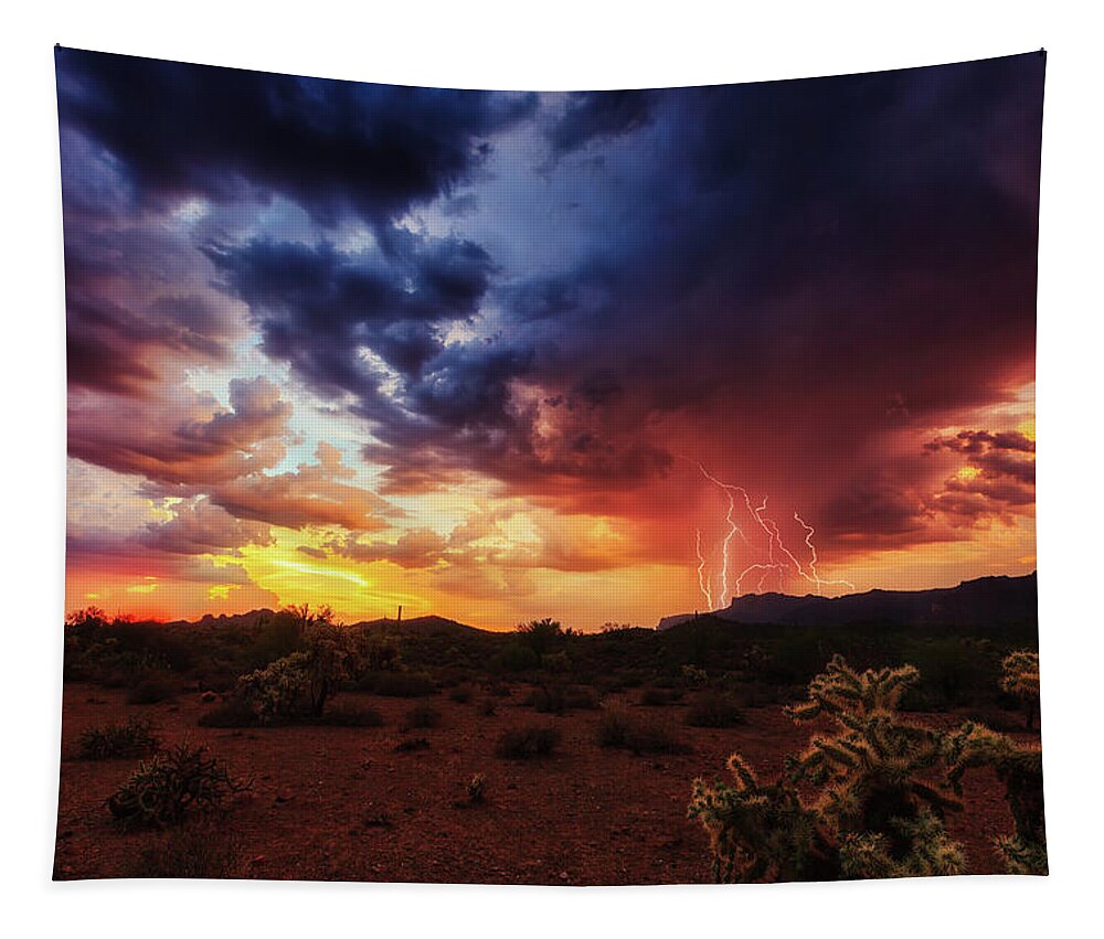 Arizona Tapestry featuring the photograph Stormy Twilight in the Desert by Rick Furmanek