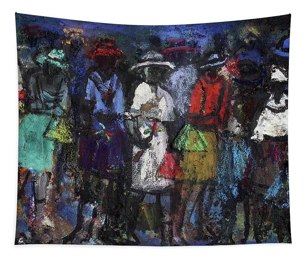 Soweto Tapestry featuring the painting Street Talk by Joe Maseko