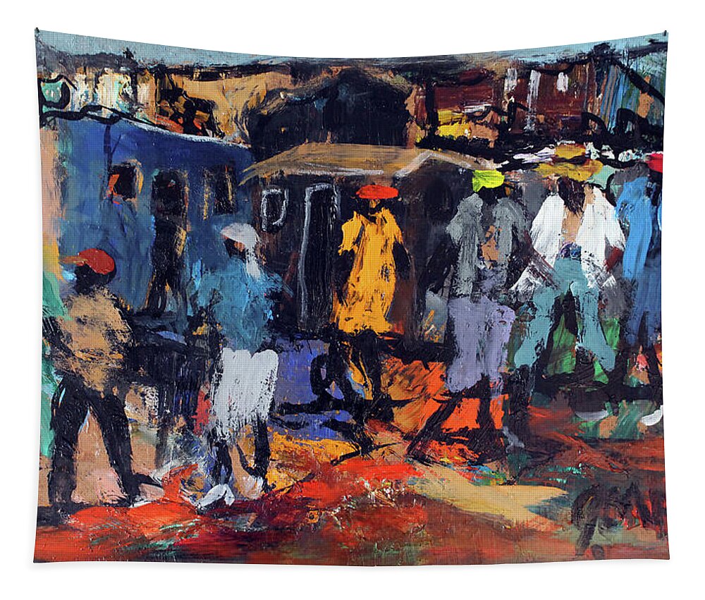 Tapestry featuring the painting Streets Of Orlando by Joe Maseko