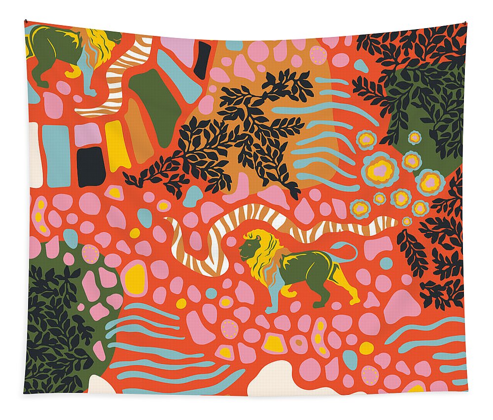  Tapestry featuring the digital art Strength Tarot Card by Grace Millar