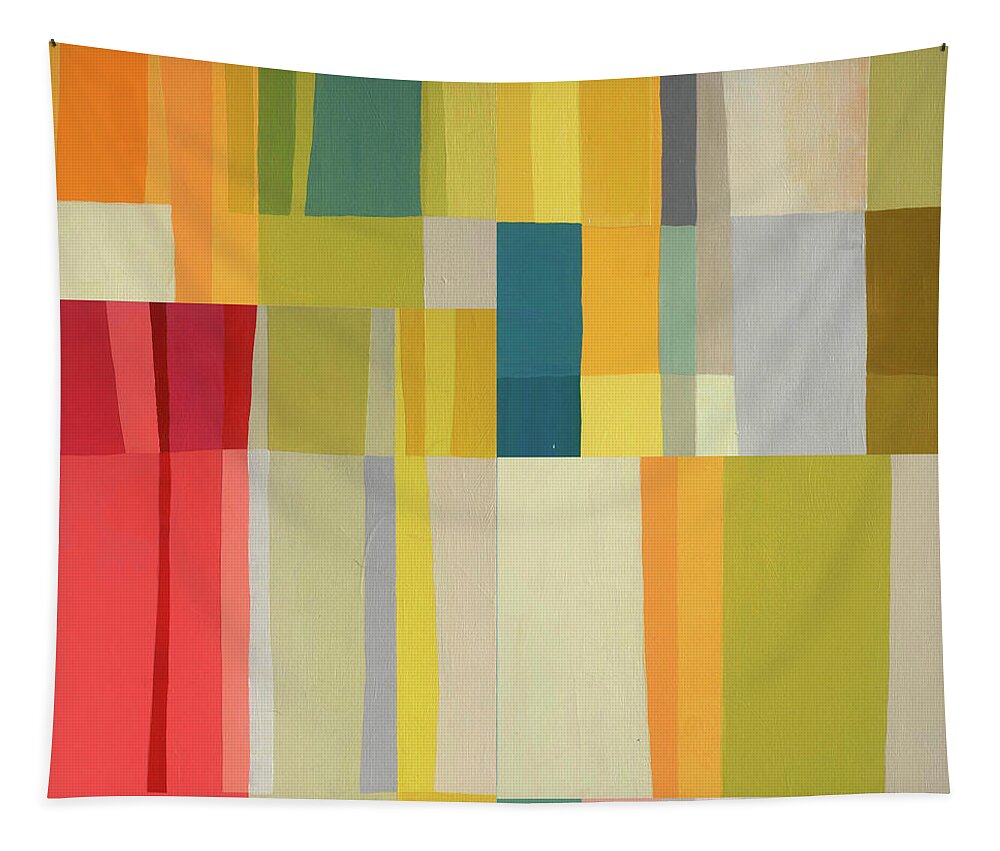 Abstract Art Tapestry featuring the painting Stripe Composite #7 by Jane Davies