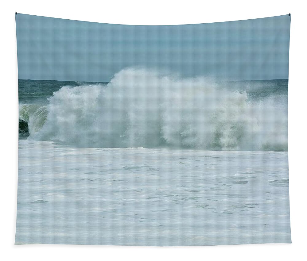 Jersey Shore Tapestry featuring the photograph Strong Surf in New Jersey by Angie Tirado