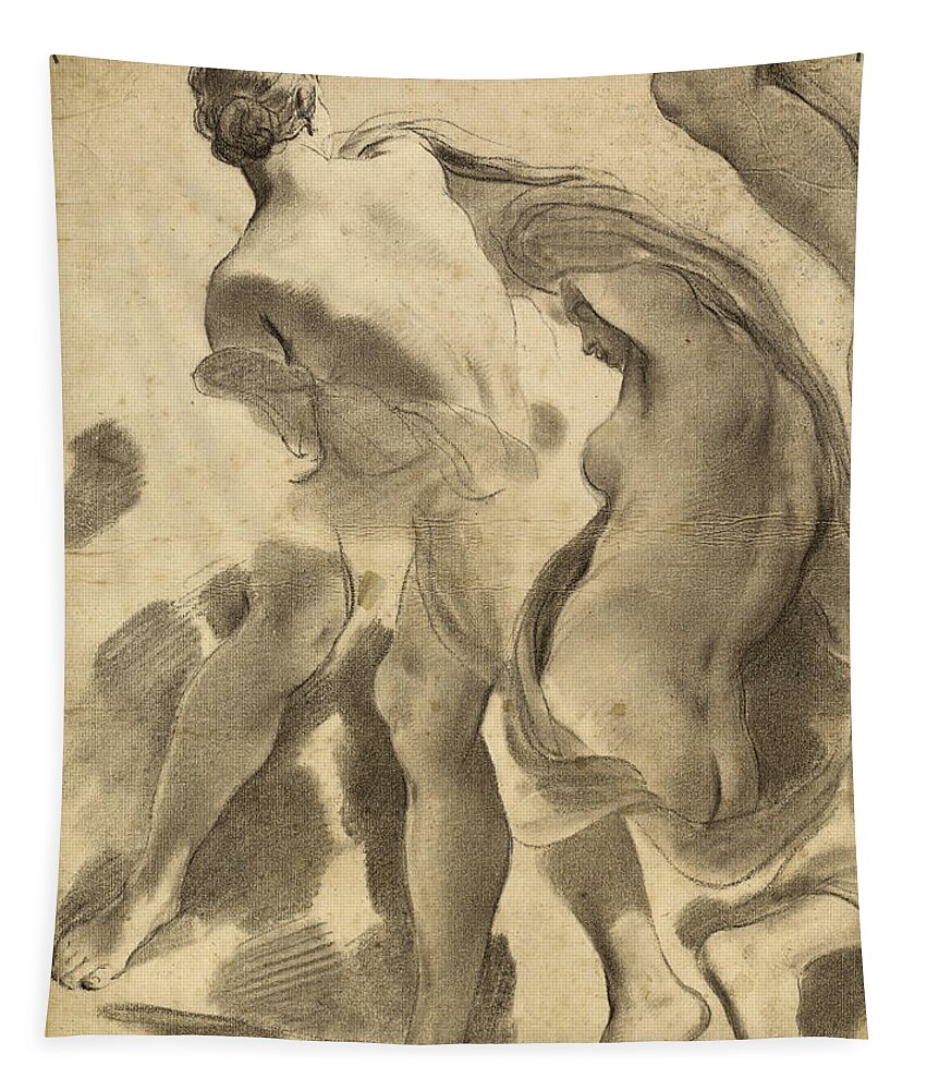 Gaetano Gandolfi Tapestry featuring the drawing Studies of Female Nudes by Gaetano Gandolfi