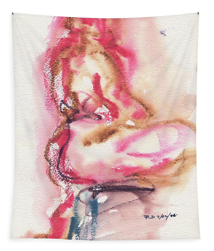 Abstract Nude Watercolour Tapestry featuring the painting Studio Nude VI by Roxanne Dyer