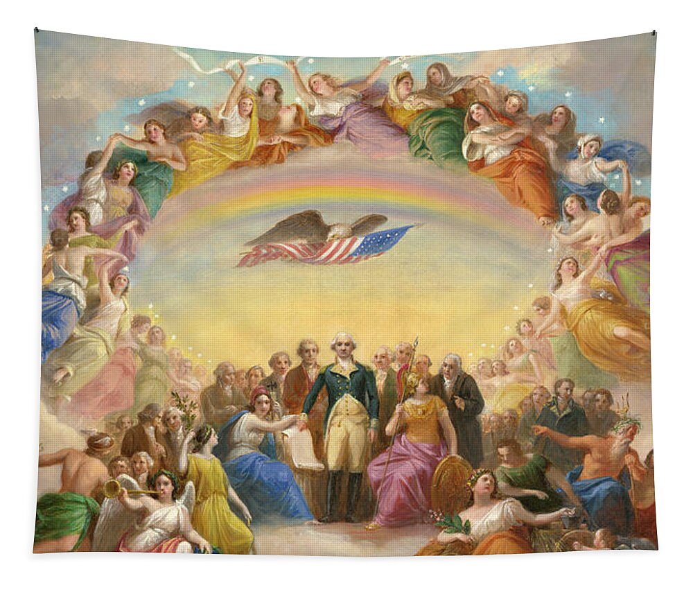 Architecture Tapestry featuring the painting Study for the Apotheosis of Washington, U.S. Capitol Dome by Constantino Brumidi
