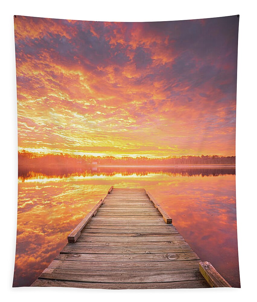 Lake Lamar Bruce Tapestry featuring the photograph Stunning Sunrise At The Lake by Jordan Hill