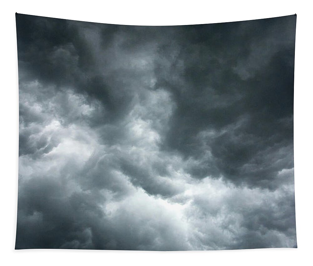 Clouds Tapestry featuring the photograph Stormy clouds in the sky. by Bernhard Schaffer