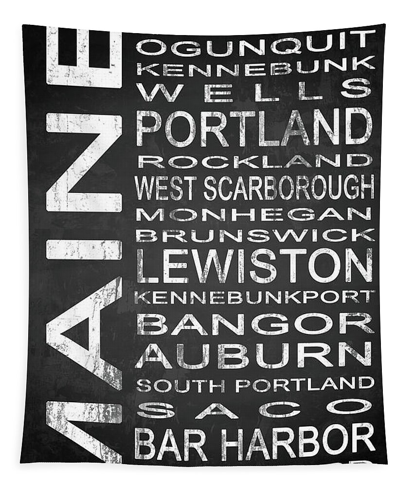 Subway Sign Tapestry featuring the digital art SUBWAY Maine State 1 by Melissa Smith