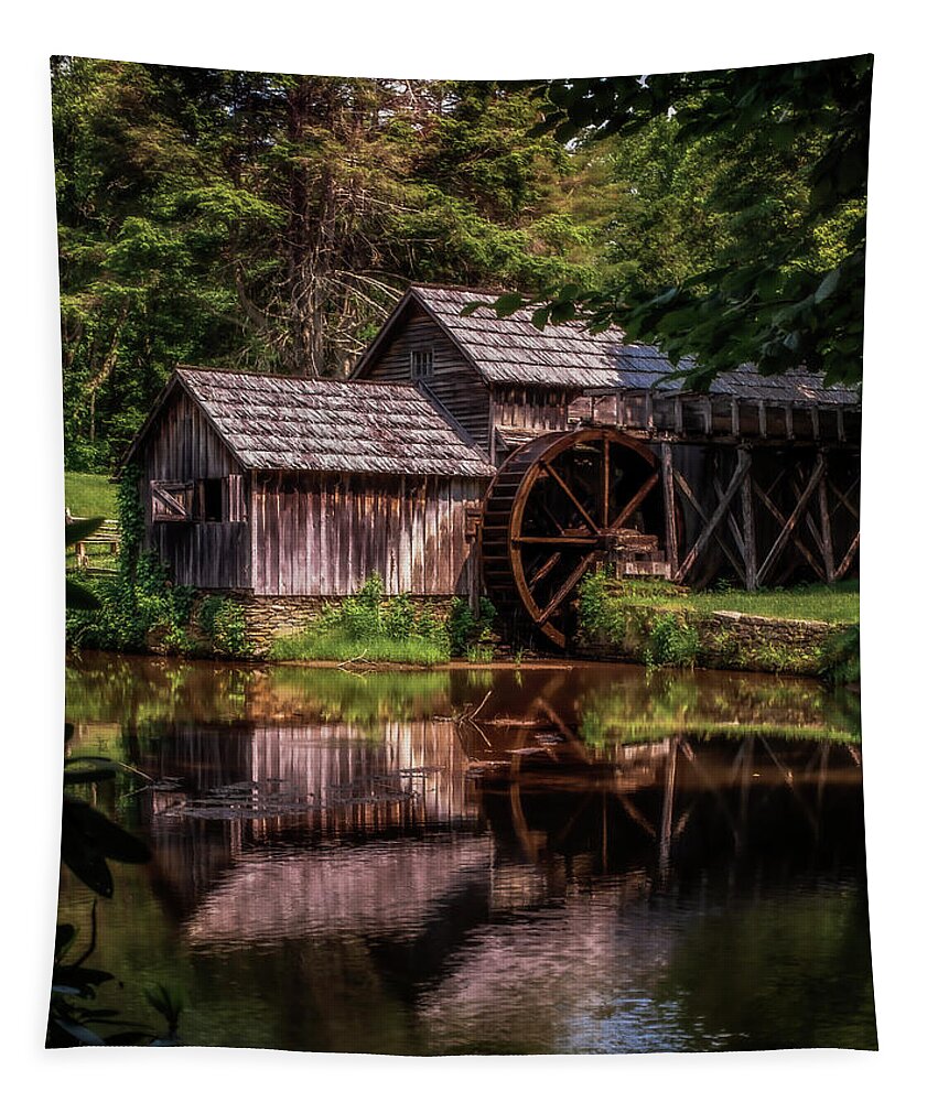 Grist Mill Tapestry featuring the photograph Summer at Mabry Mill by Tricia Louque
