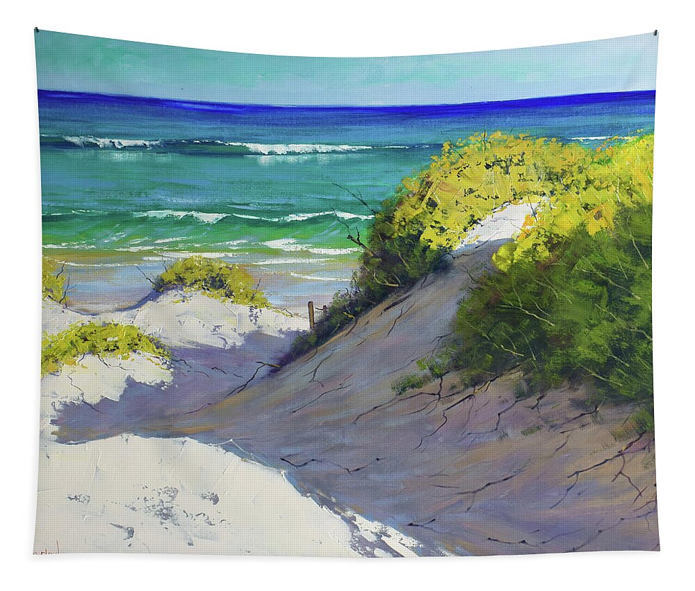 Beach Tapestry featuring the painting Summer Beach Day by Graham Gercken