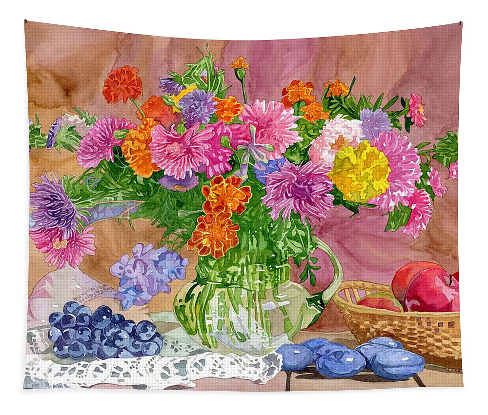 Summer Tapestry featuring the painting Summer Bouquet by Espero Art