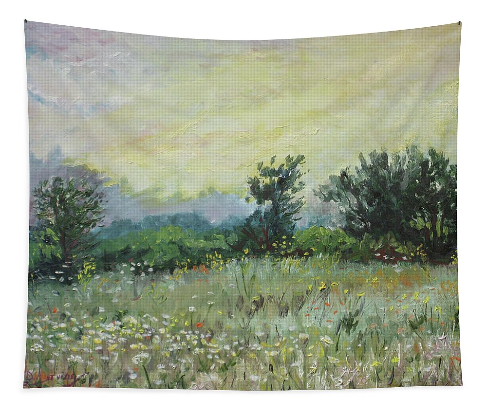  Tapestry featuring the painting Summer Fields by Douglas Jerving