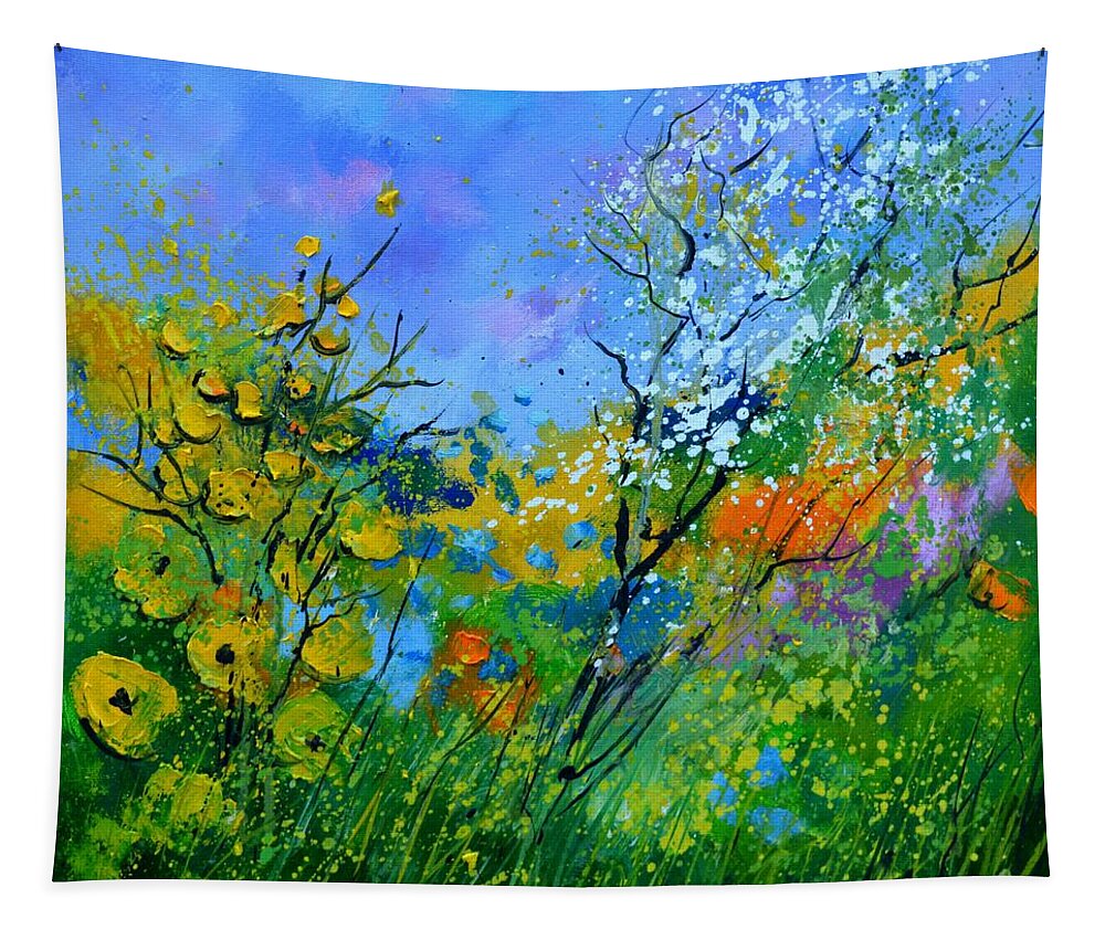 Summer Tapestry featuring the painting Summer flowers2 by Pol Ledent