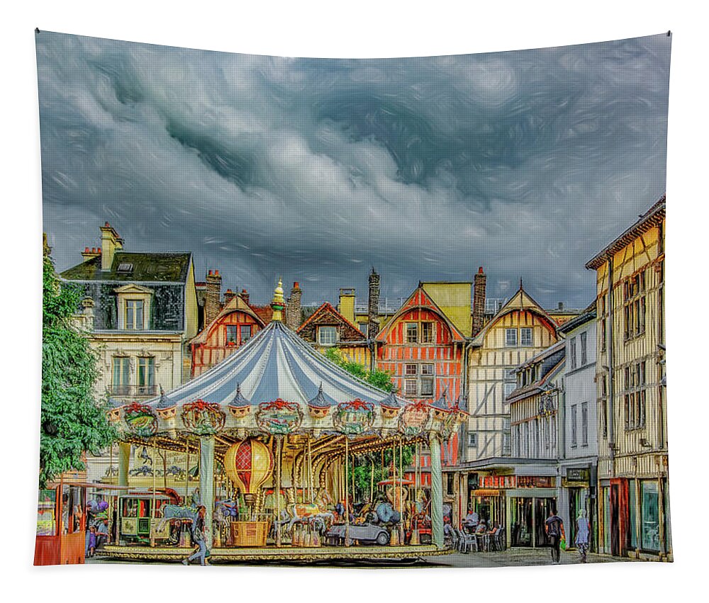 Troyes Tapestry featuring the photograph Summer in Troyes, France by Marcy Wielfaert