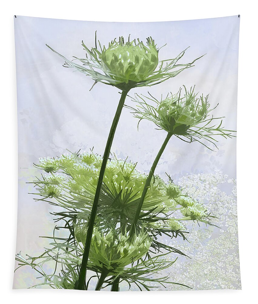 Queen Anne's Lace Tapestry featuring the digital art Summer Lace by Gina Harrison