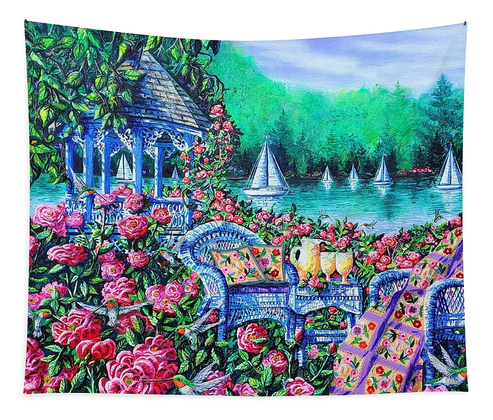 Roses Tapestry featuring the painting Summer Lemonade by Diane Phalen