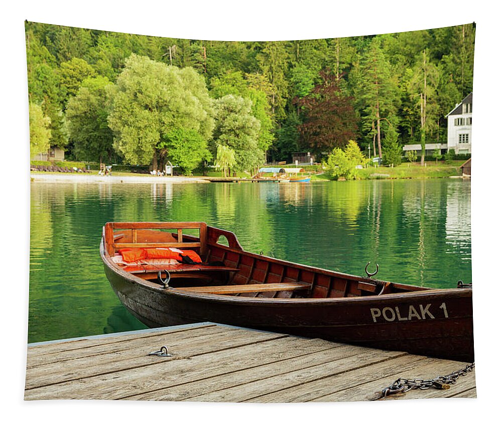 Bled Tapestry featuring the photograph Summer morning at Lake Bled by Ian Middleton