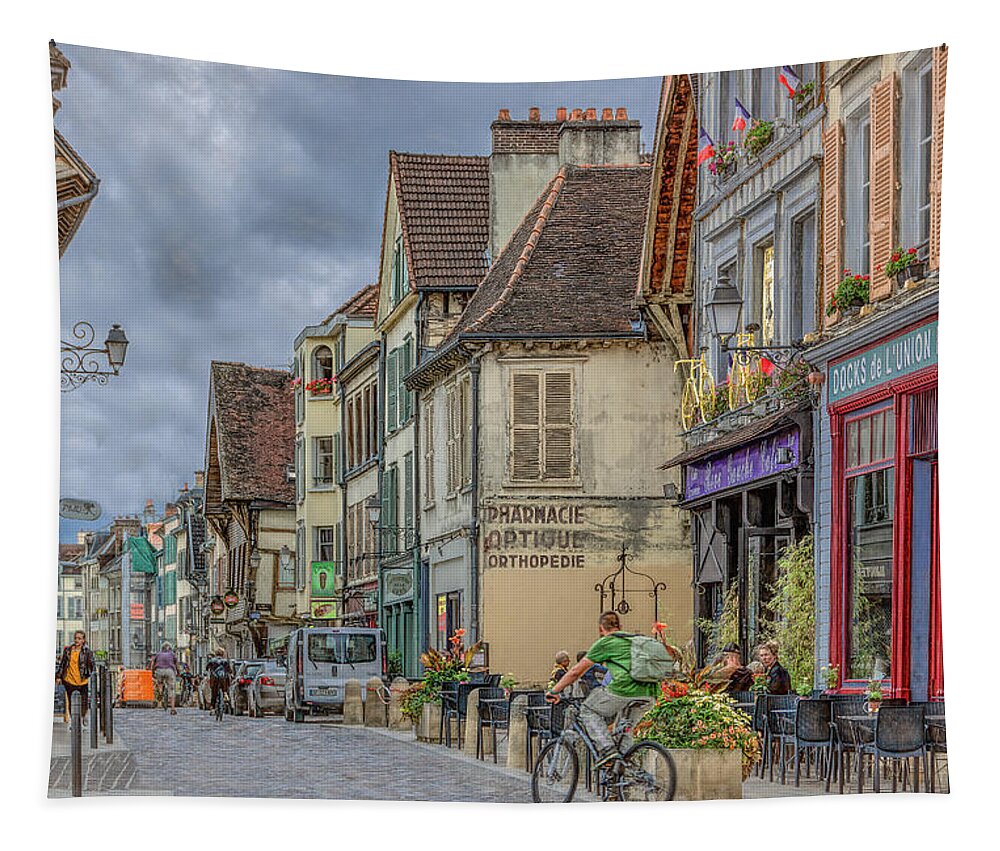 Troyes Tapestry featuring the photograph Summer Morning in Troyes, France by Marcy Wielfaert