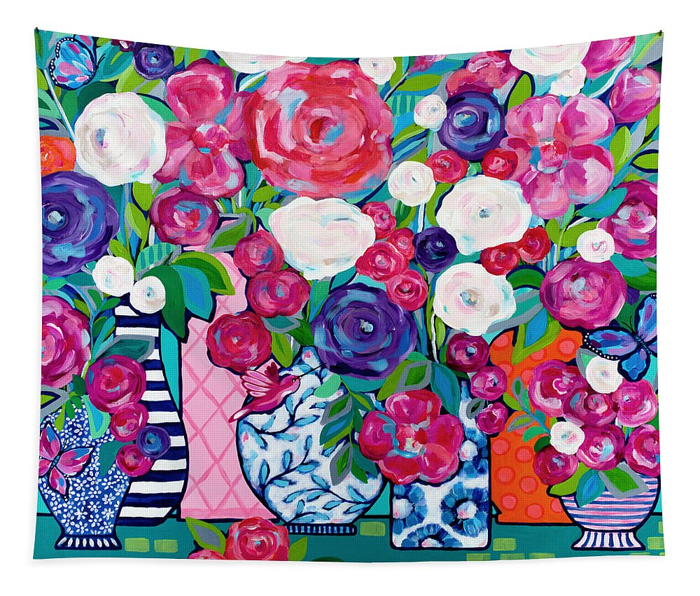 Flowers Tapestry featuring the painting Summer Soiree by Beth Ann Scott