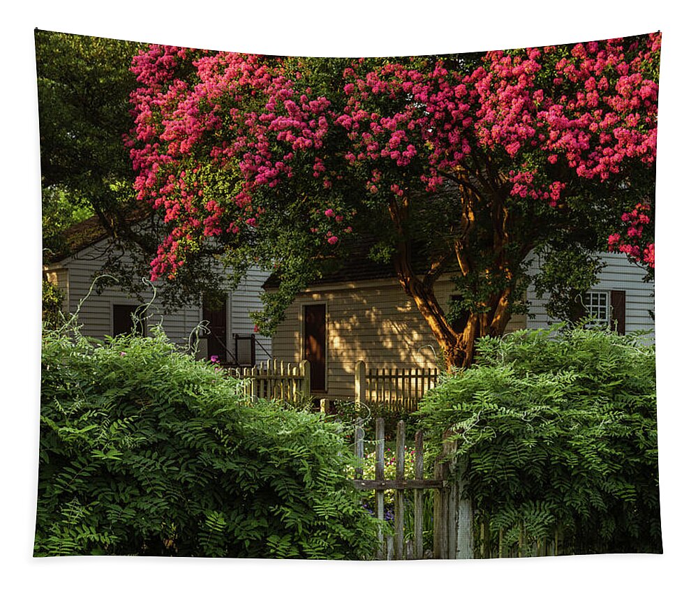 Colonial Williamsburg Tapestry featuring the photograph Summer Sunset in a Garden by Rachel Morrison