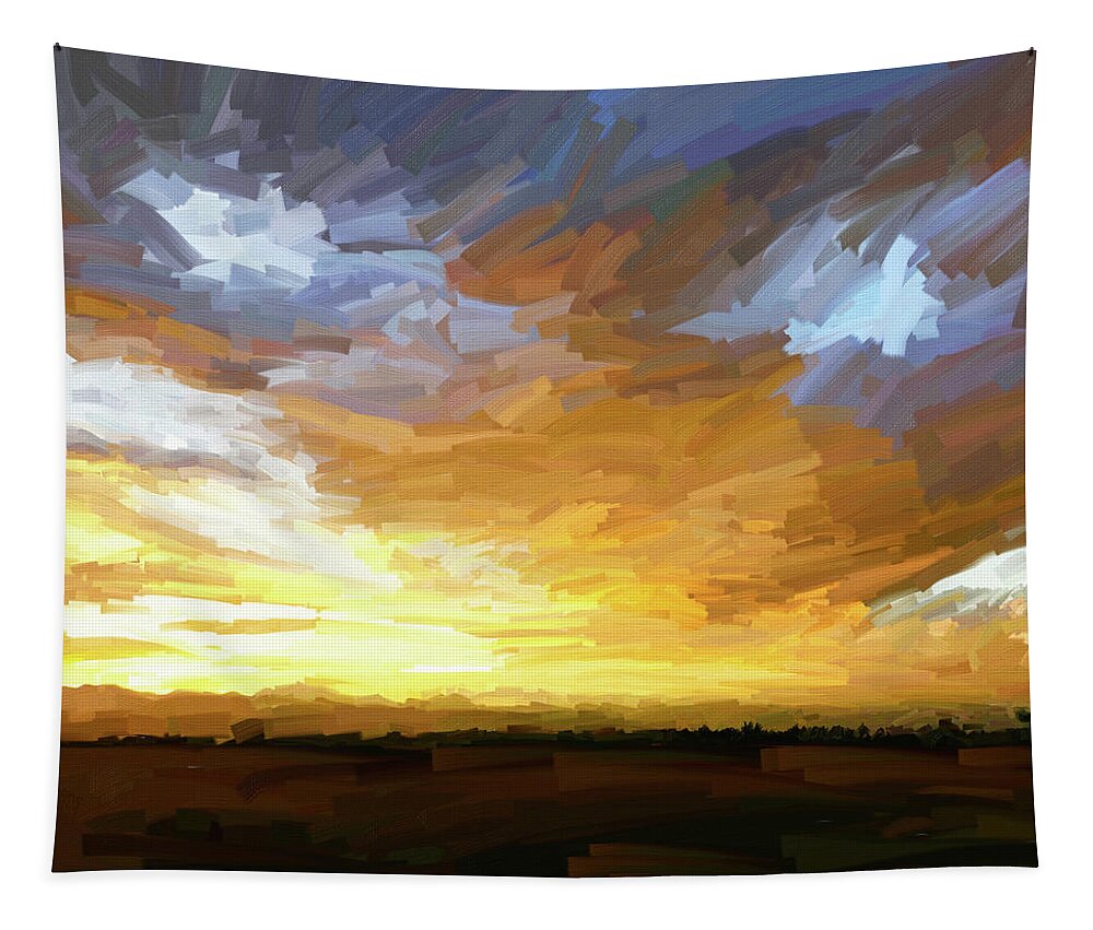 Summer Sunset In Colorado Tapestry featuring the digital art Summer Sunset in Colorado by Patricia Awapara