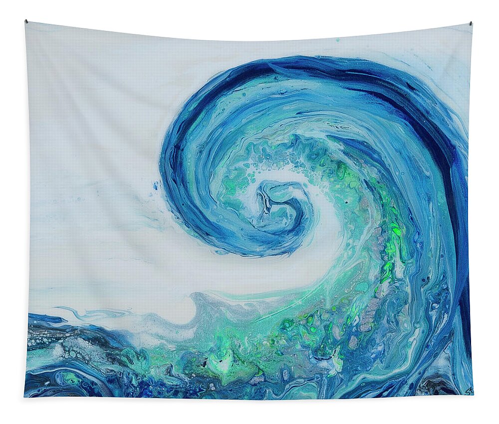 Seascape Tapestry featuring the painting Summer Wave One by Steve Shaw