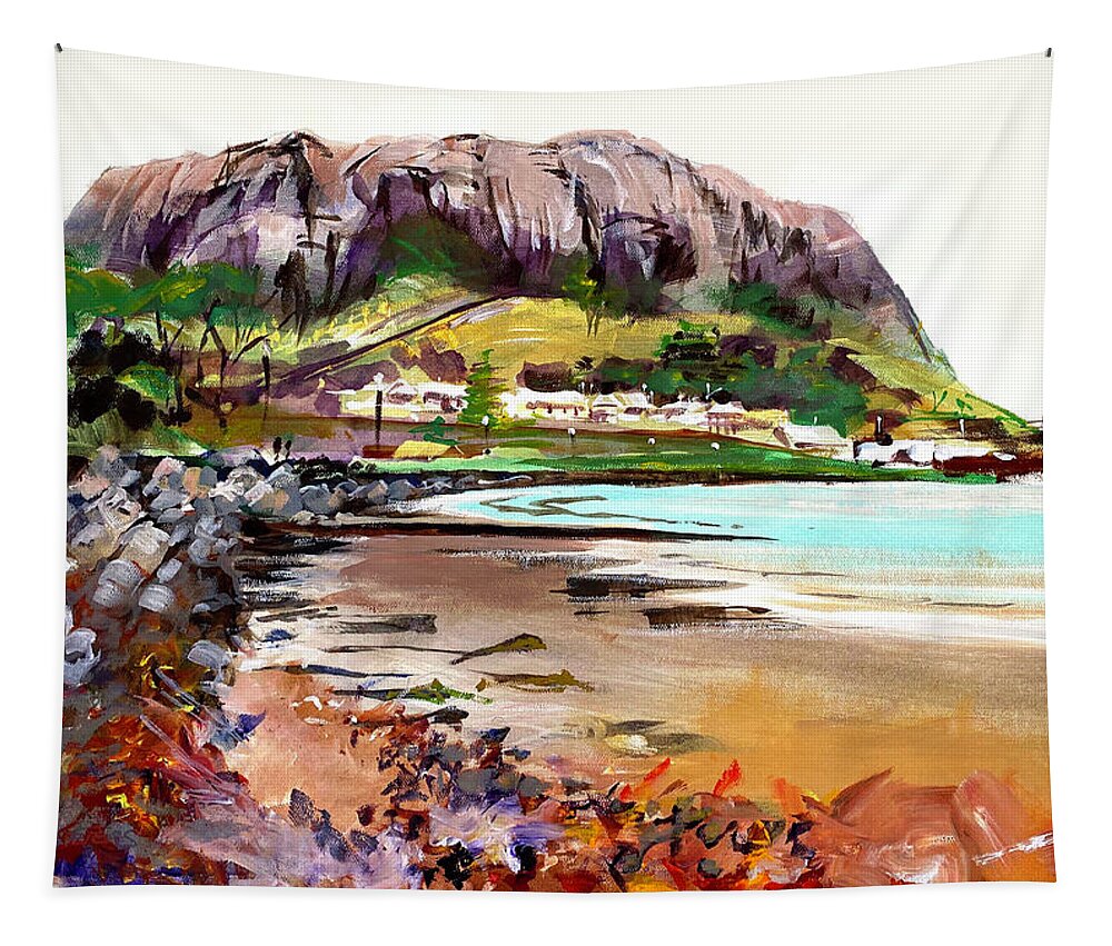 Mountain Tapestry featuring the painting SummerAtStanleyTasmania-rawEdge by Shirley Peters