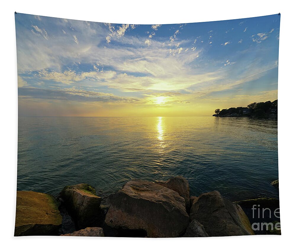 Summer's Shine On Lake Erie Tapestry featuring the photograph Summer's Shine on Lake Erie by Rachel Cohen