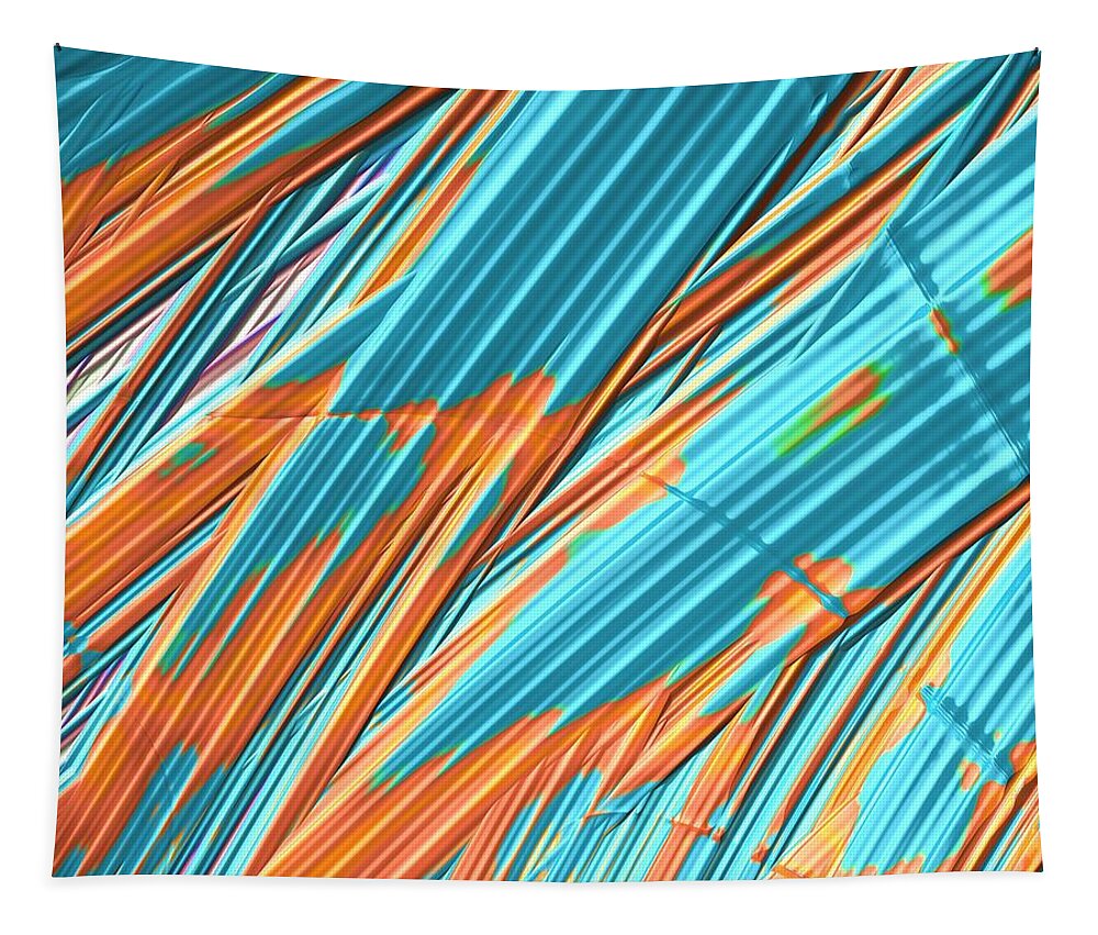 Turquoise Tapestry featuring the digital art Summertime Contemporary Abstract blue and orange by Bonnie Bruno