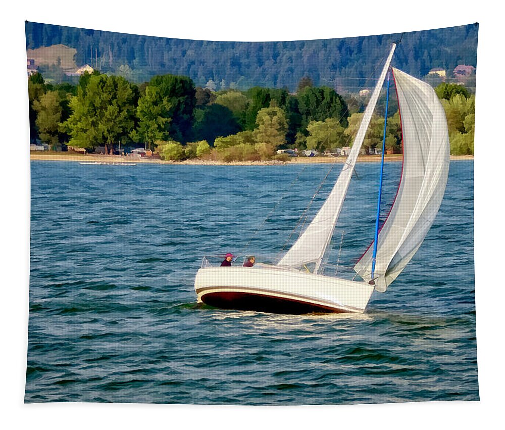 Sailboat Tapestry featuring the photograph Summertime on the lake by Tatiana Travelways