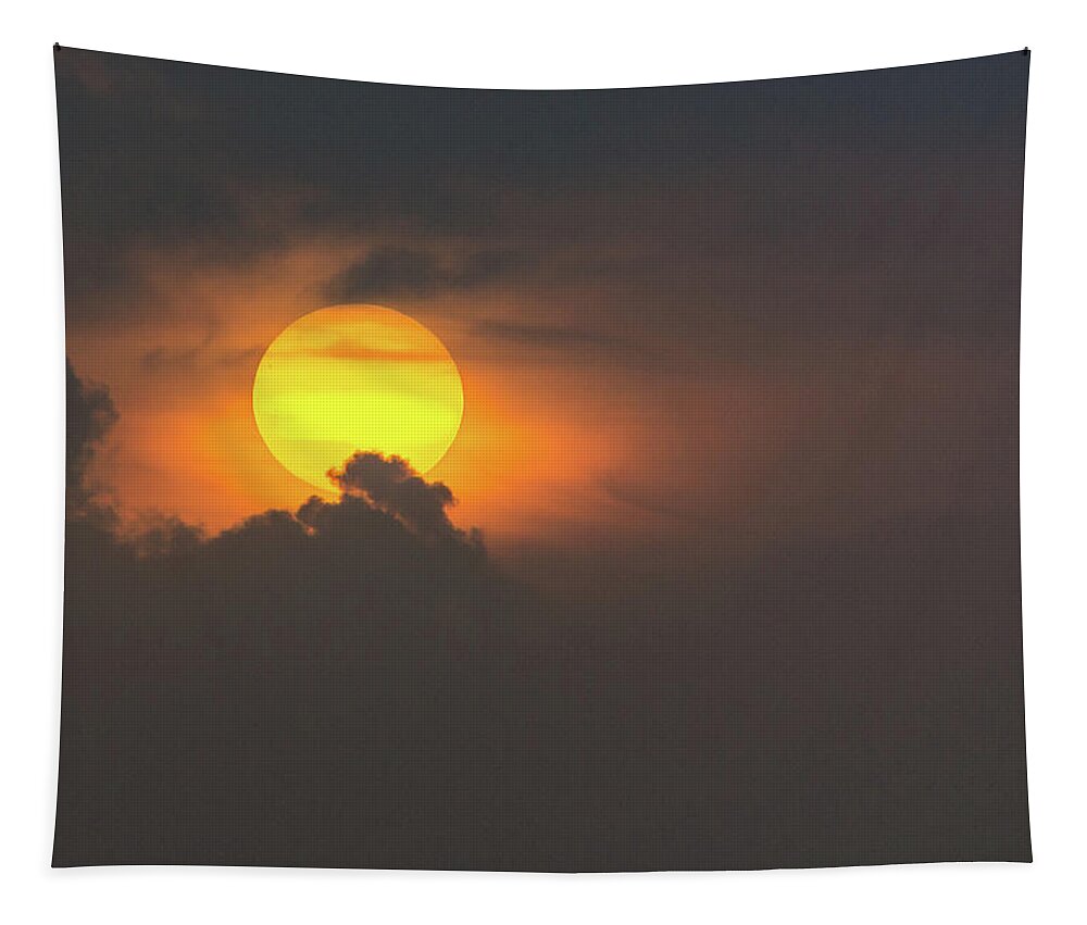 Clouds Tapestry featuring the photograph Sun popping into clouds by Andrew Lalchan
