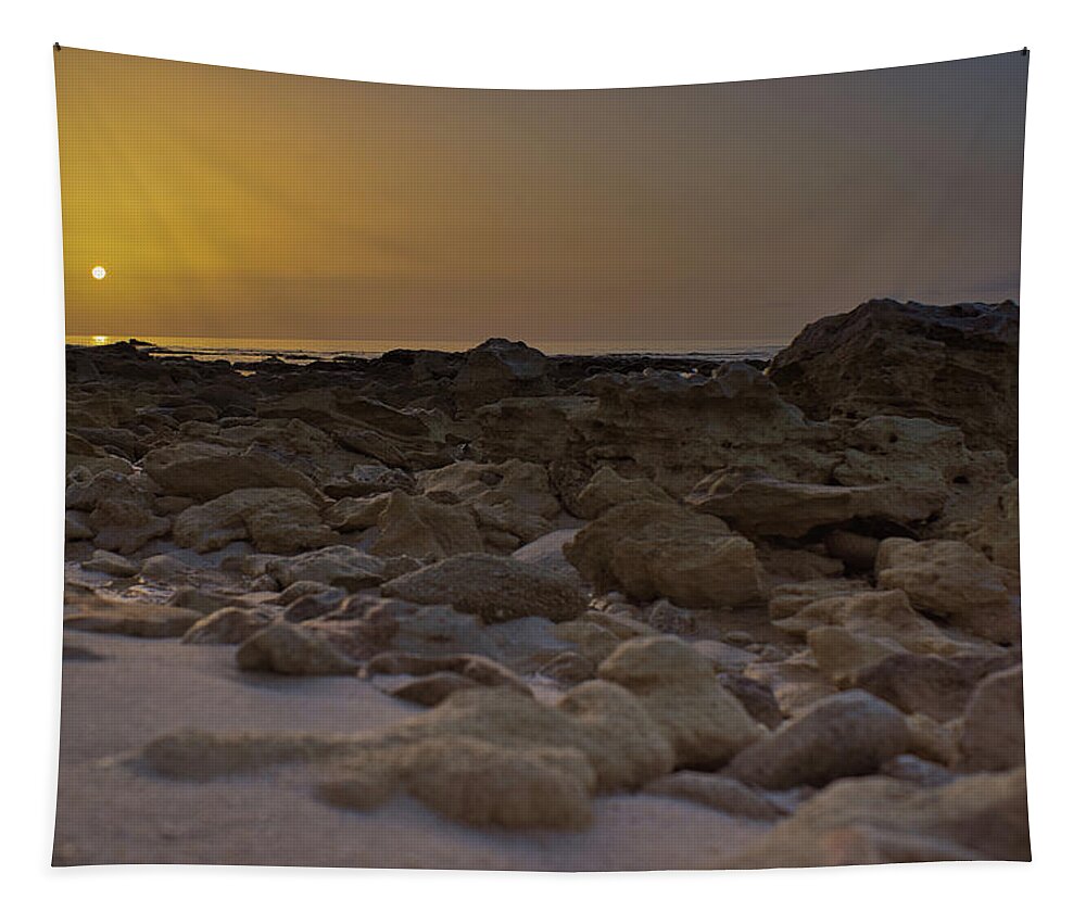 Sunset Art Tapestry featuring the photograph Sunset at Jaws Beach 2 by Gian Smith