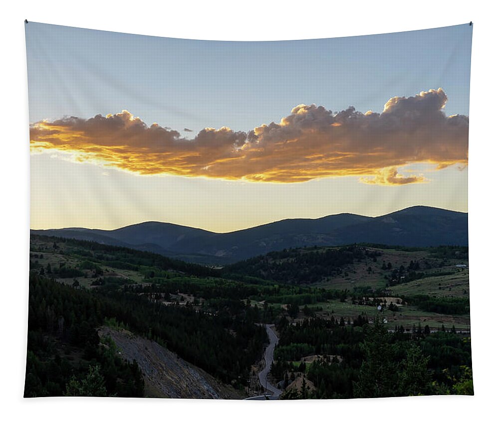 Sunset Tapestry featuring the photograph Sun setting Central City by Cathy Anderson