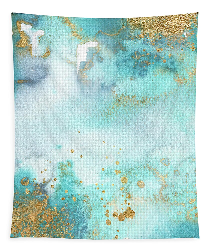 Sunbaked Mint Tapestry featuring the painting Sunbaked Mint And Gold by Garden Of Delights